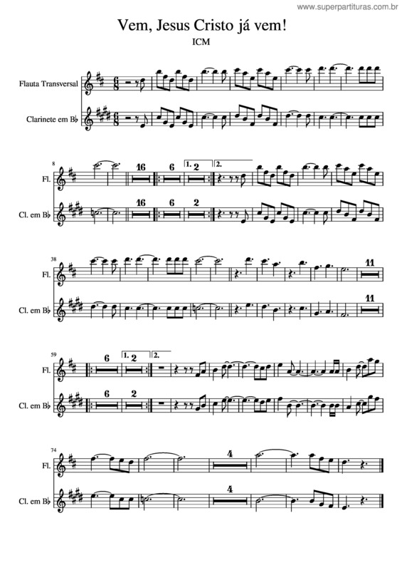 Partitura da música Vem, Jesus Cristo Já Vem!