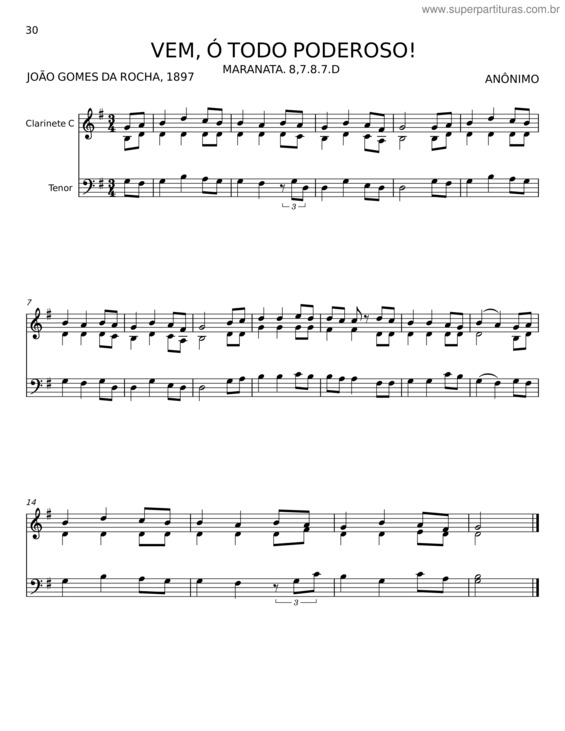 Partitura da música Vem, Ó Todo Poderoso v.2