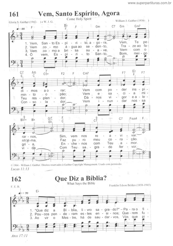 Partitura da música Vem, Santo Espírito, Agora v.2