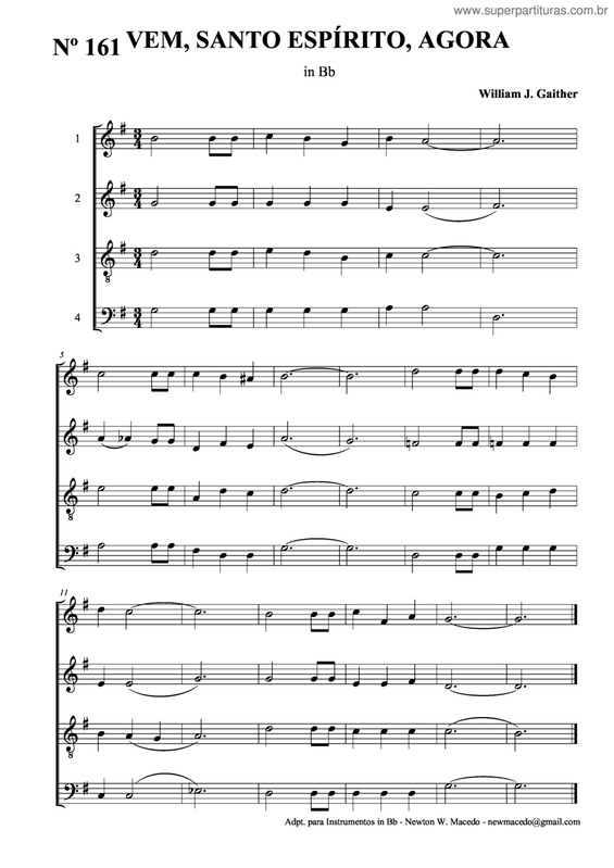 Partitura da música Vem, Santo Espírito, Agora v.3