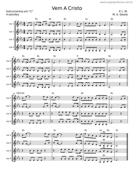 Partitura da música Vem A Cristo – P. L. M.