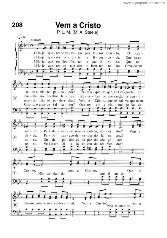 Partitura da música Vem A Cristo v.3
