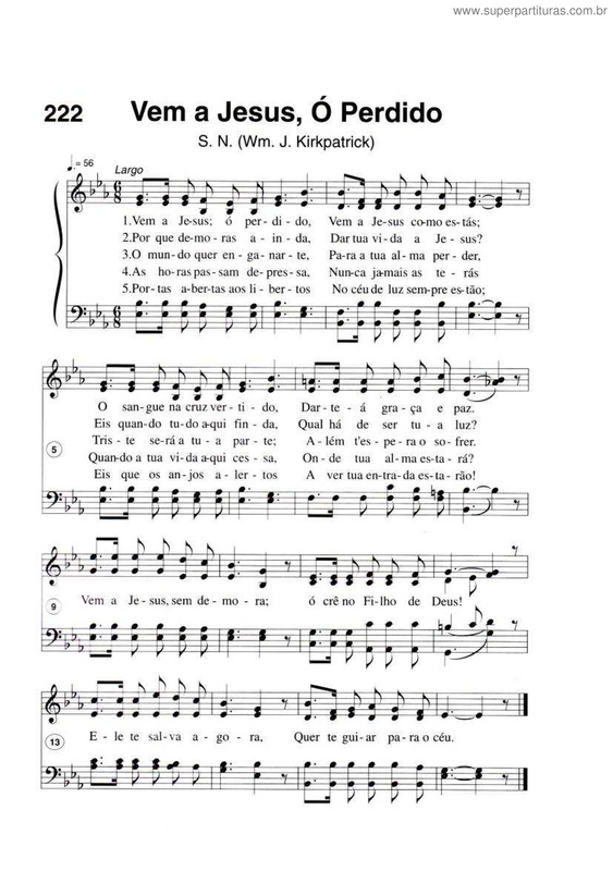 Partitura da música Vem A Jesus, Ó Perdido