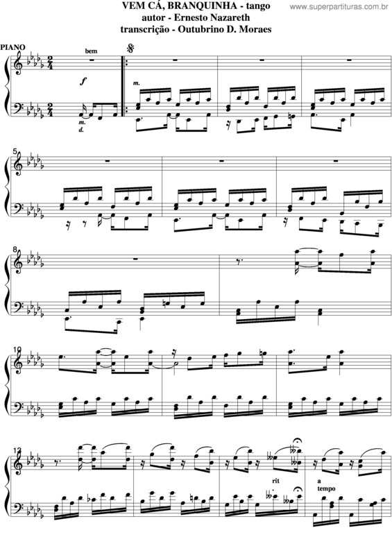 Partitura da música Vem Cá Branquinha