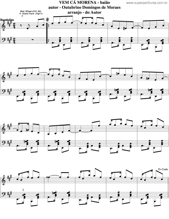 Partitura da música Vem Cá Morena v.4