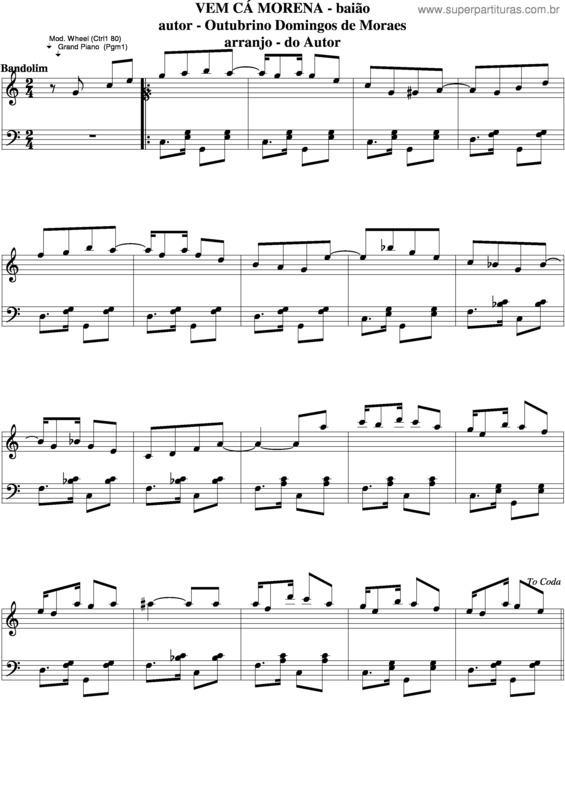 Partitura da música Vem Cá Morena v.5