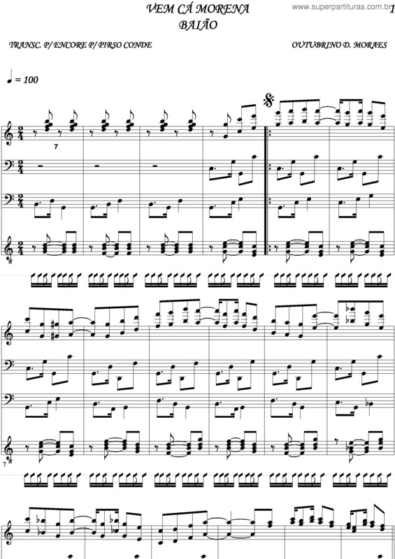 Partitura da música Vem Cá Morena