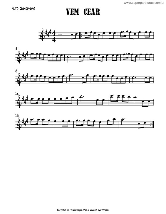 Partitura da música Vem Cear (Harpa Cristã) Hino 301