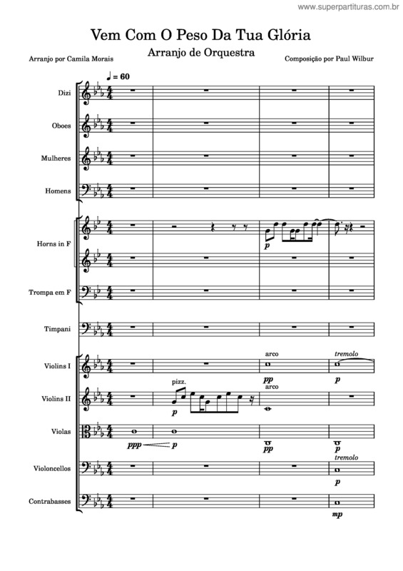 Partitura da música Vem Com O Peso Da Tua Gloria – Paul Wilbur – Arranjo De Orquestra v.2