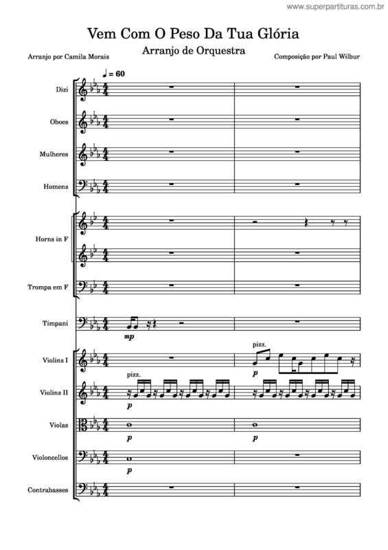 Partitura da música Vem Com O Peso Da Tua Gloria – Paul Wilbur – Arranjo De Orquestra