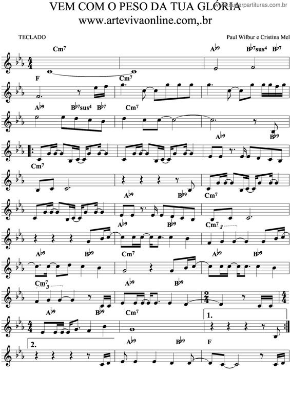Partitura da música Vem Com O Peso Da Tua Glória