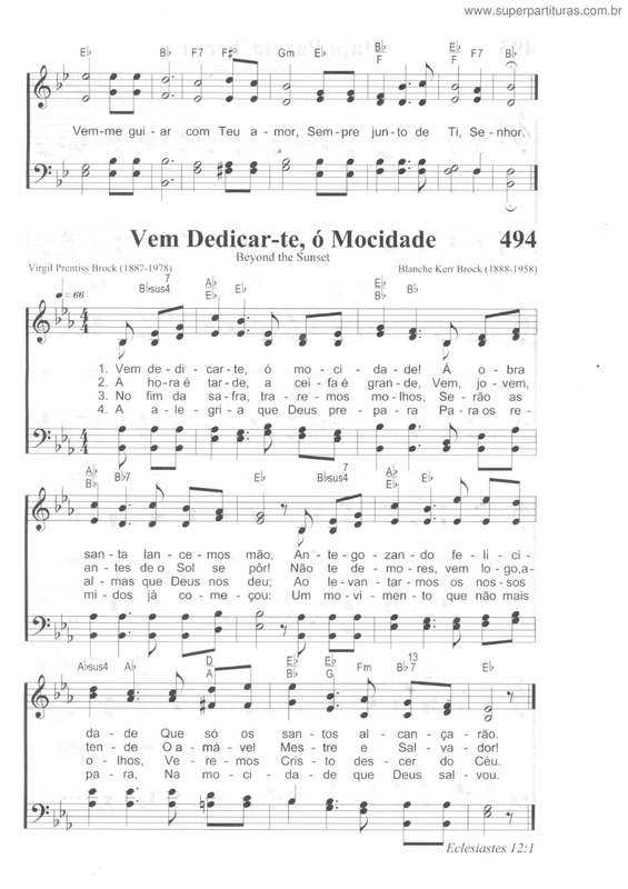 Partitura da música Vem Dedicar-Te, Ó Mocidade