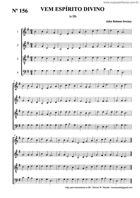 Partitura da música Vem Espírito Divino