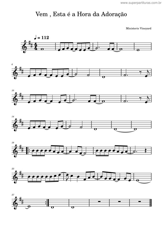 Partitura da música Vem Esta É A Hora De Adoração