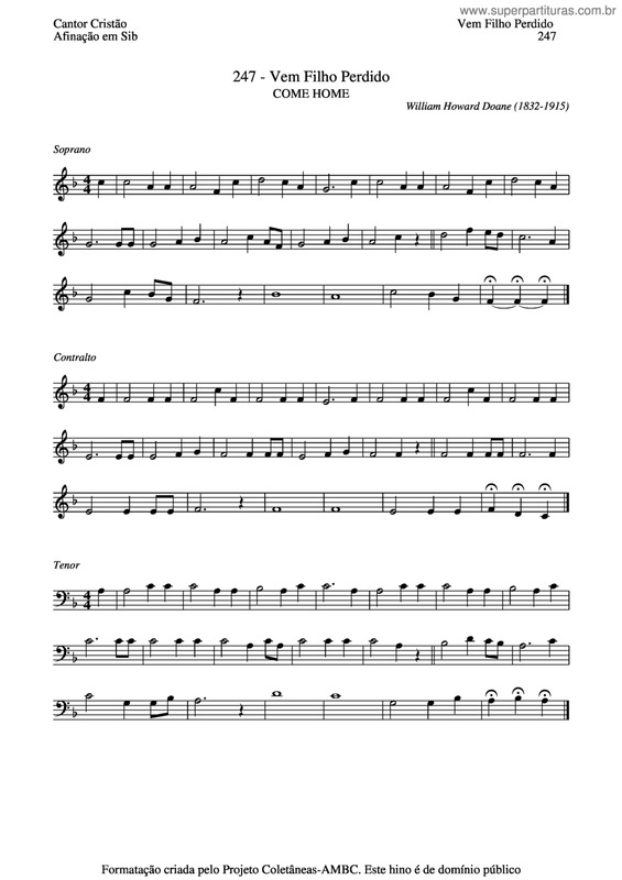 Partitura da música Vem Filho Perdido v.2