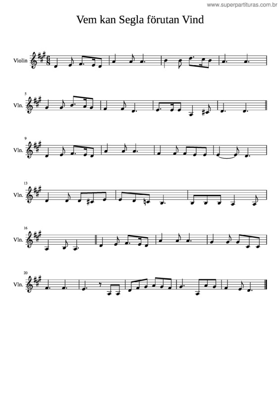 Partitura da música Vem Kan Segla Foerutan Vind