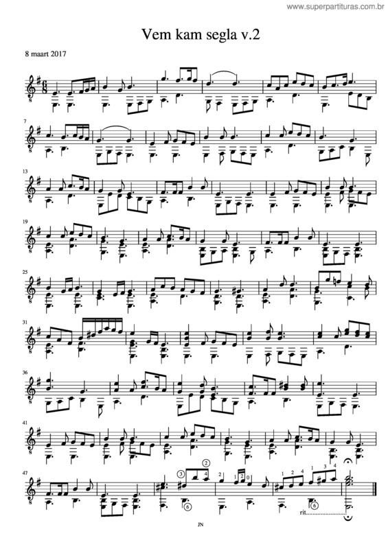 Partitura da música Vem Kan Segla