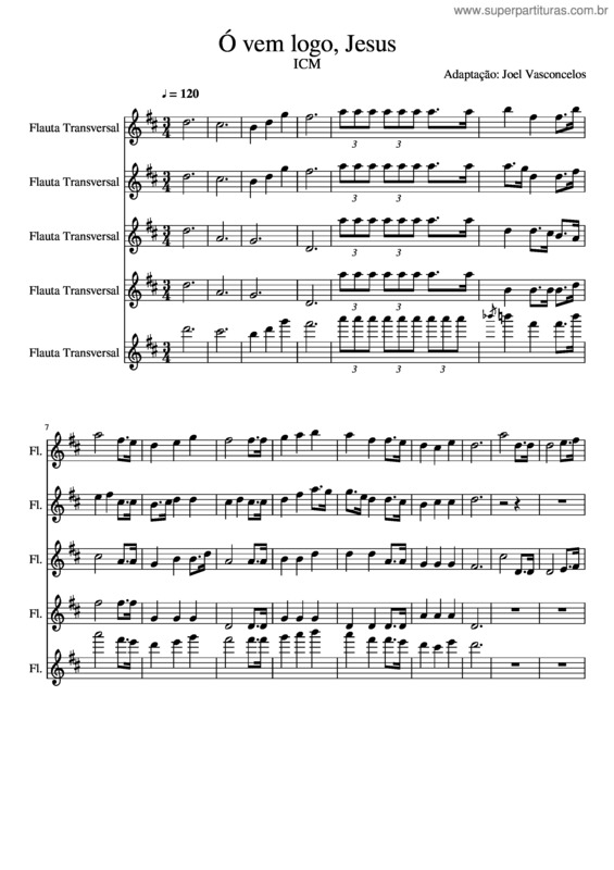 Partitura da música Vem Logo, Jesus