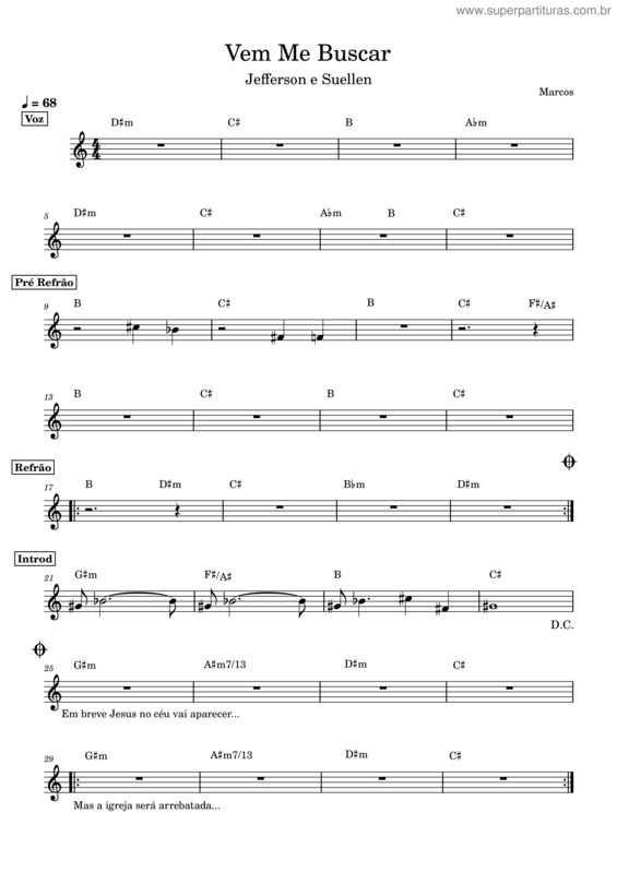Partitura da música Vem Me Buscar – Jefferson E Suellen