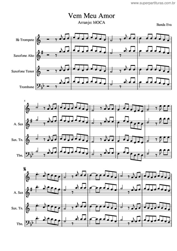 Partitura da música Vem Meu Amor–Geral