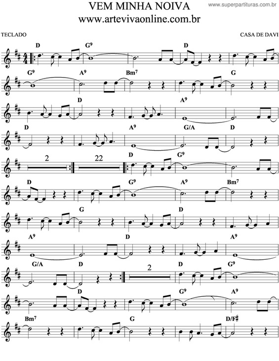 Partitura da música Vem Minha Noiva