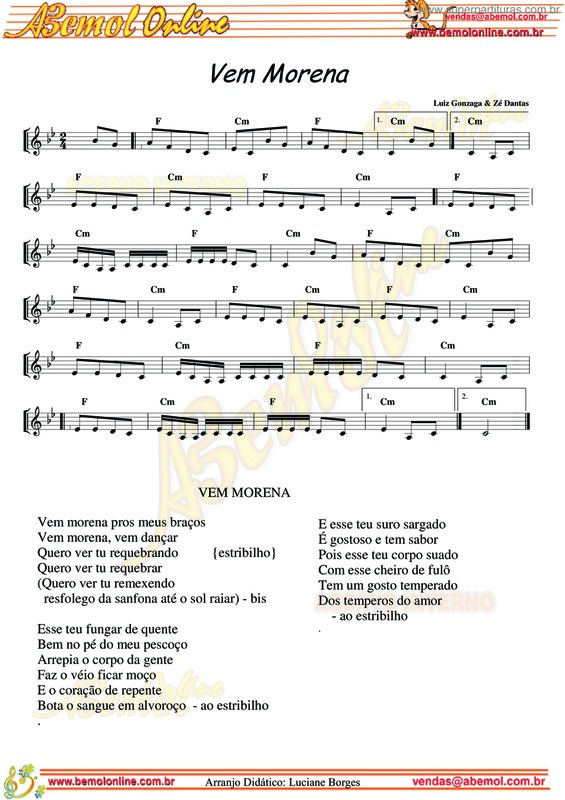 Partitura da música Vem Morena v.2