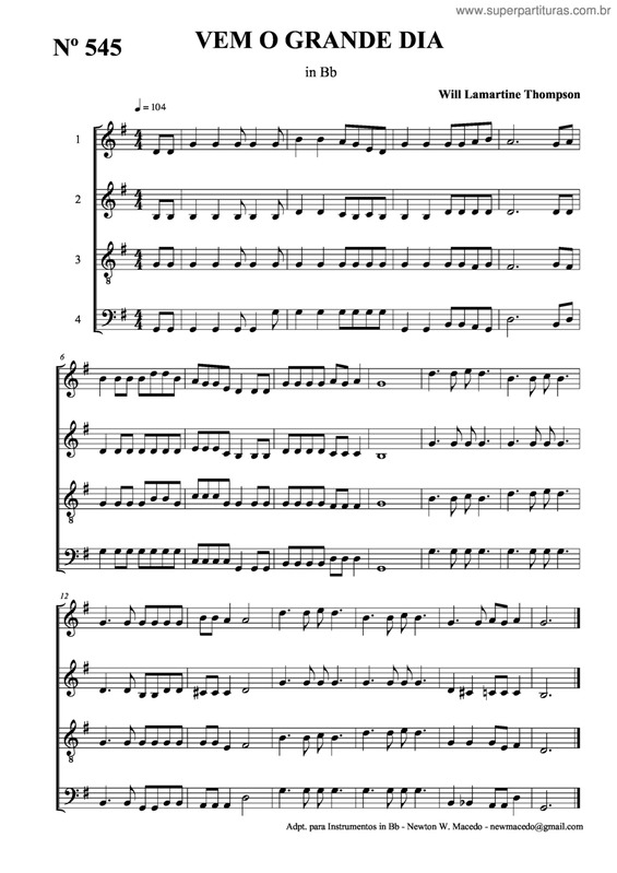 Partitura da música Vem O Grande Dia v.2