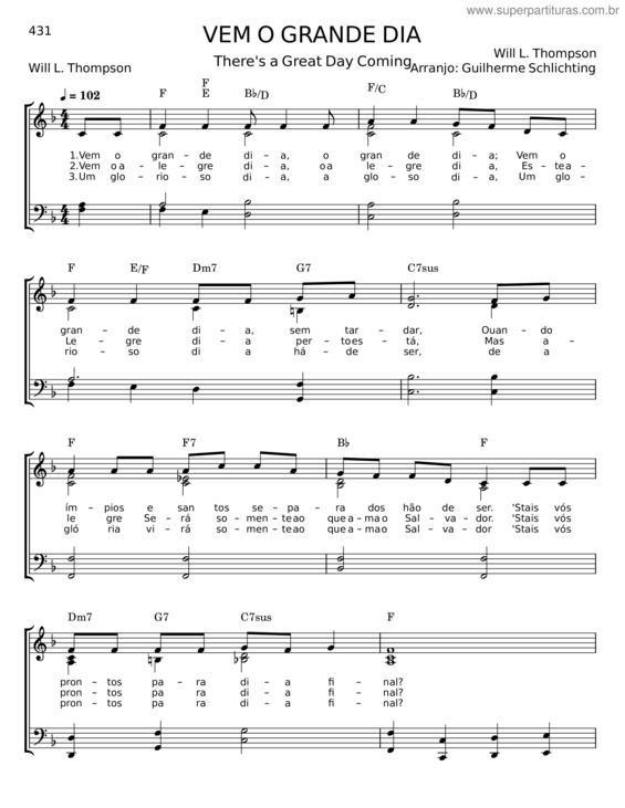 Partitura da música Vem O Grande Dia v.3