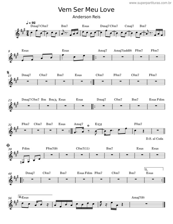 Partitura da música Vem Ser Meu Love