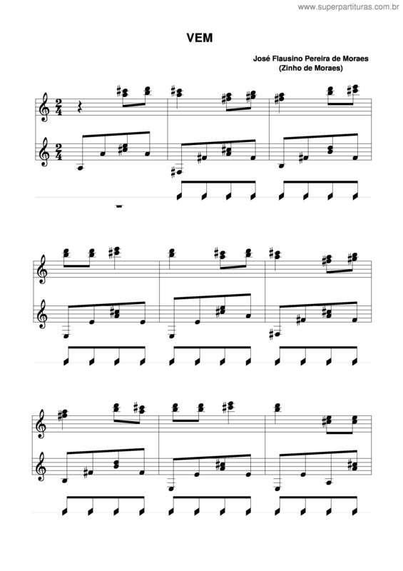 Partitura da música Vem v.3