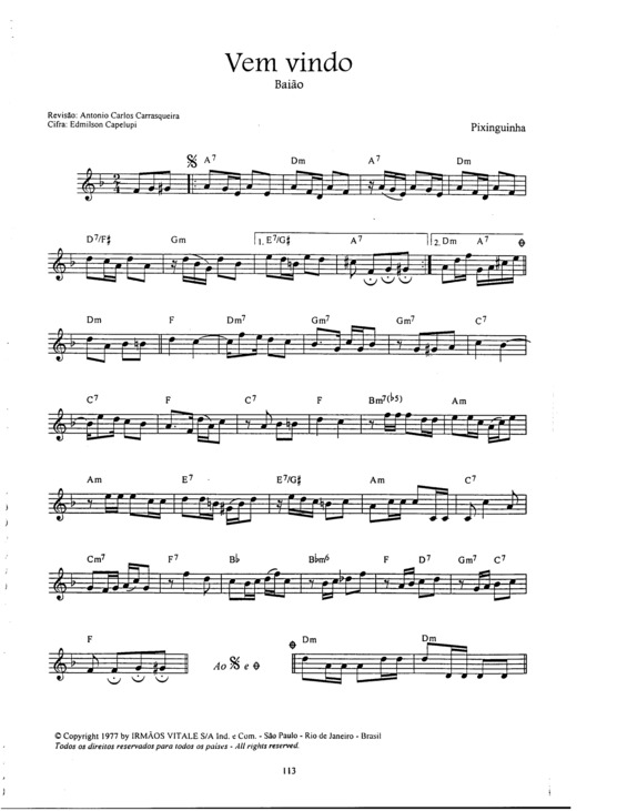 Partitura da música Vem Vindo v.8