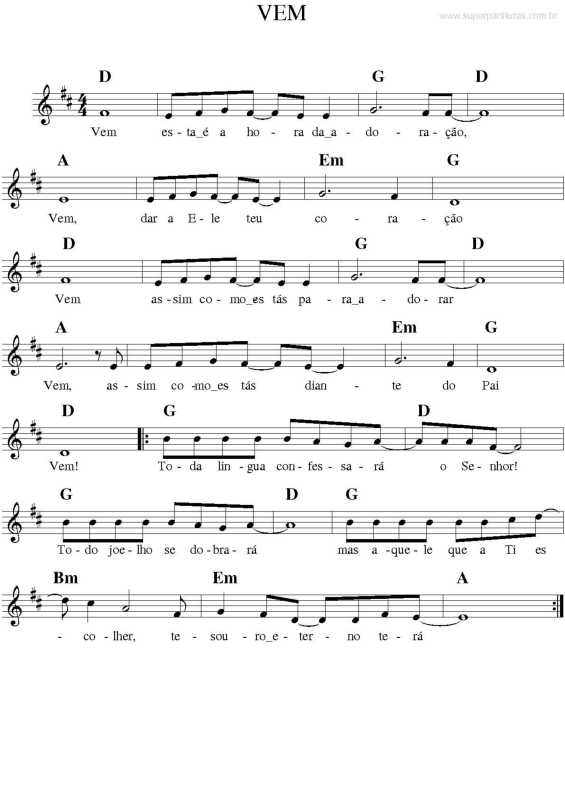 Partitura da música Vem