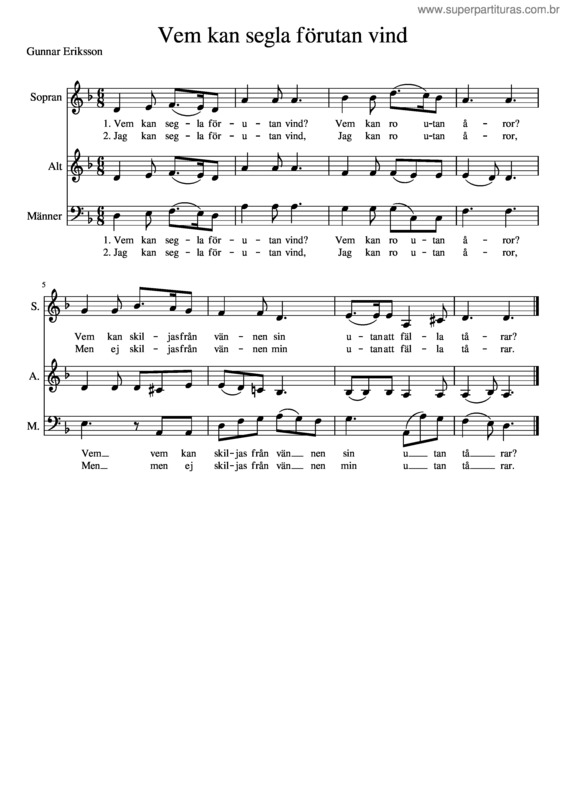 Partitura da música Vem_Kan_Segla_Forutan_Vind Sab