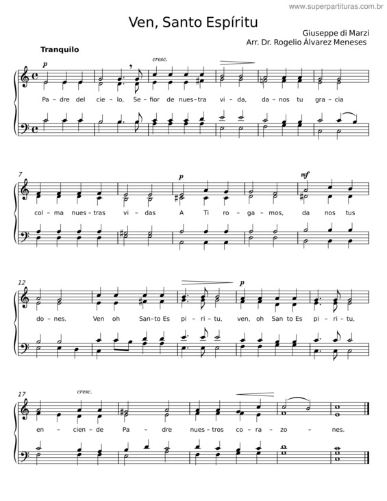 Partitura da música Ven, Santo Espíritu – Giuseppe Di Marzi