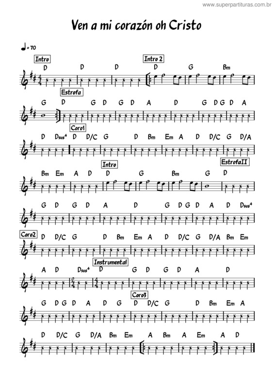Partitura da música Ven A Mí Corazón Oh Cristo v.2