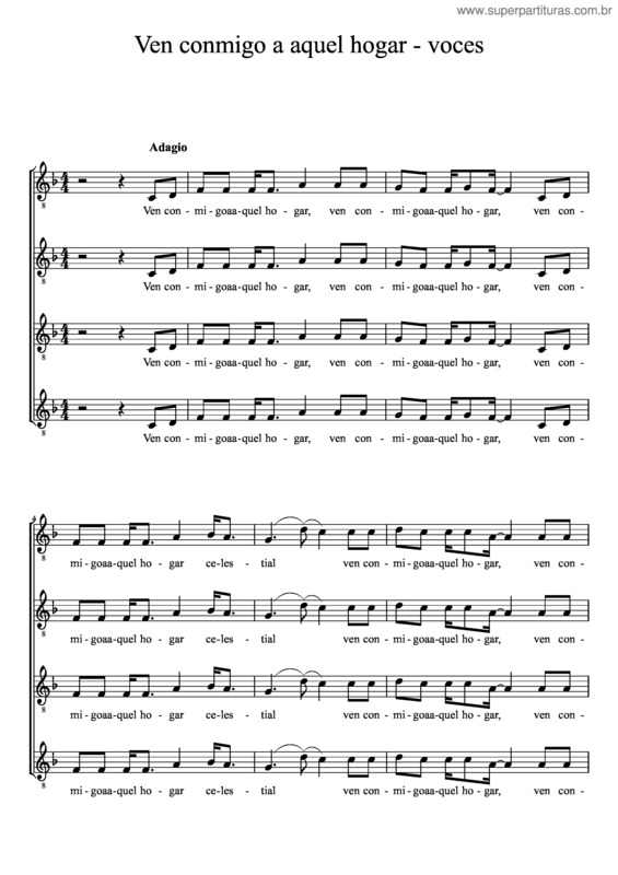 Partitura da música Ven Conmigo A Aquel Hogar – Cuarteto