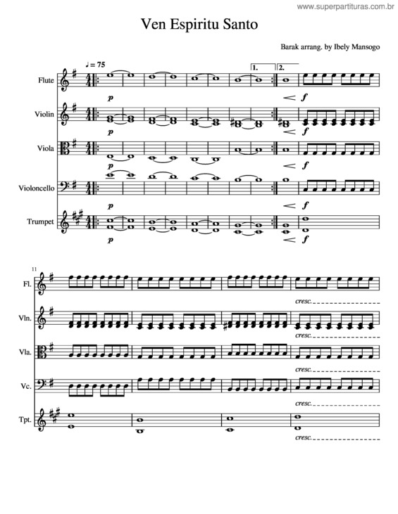 Partitura da música Ven Espiritu Santo