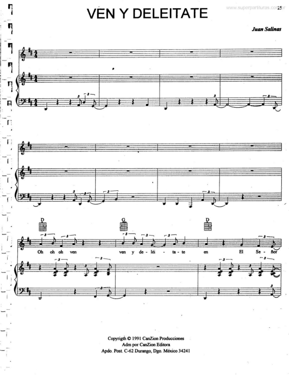 Partitura da música Ven y Deleitate