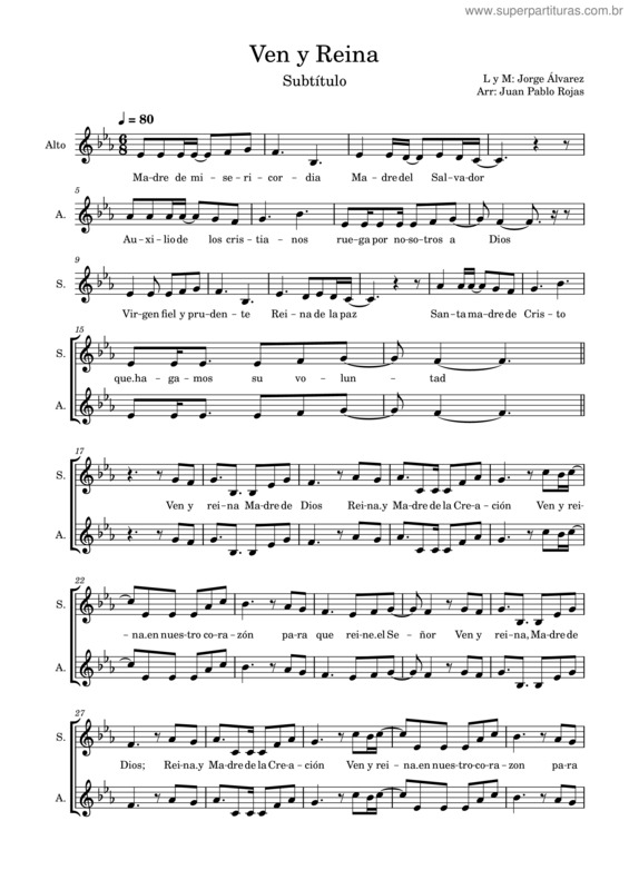 Partitura da música Ven Y Reina