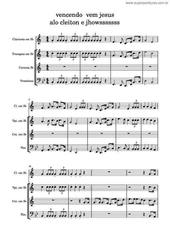 Partitura da música Vencendo  Vem Jesus