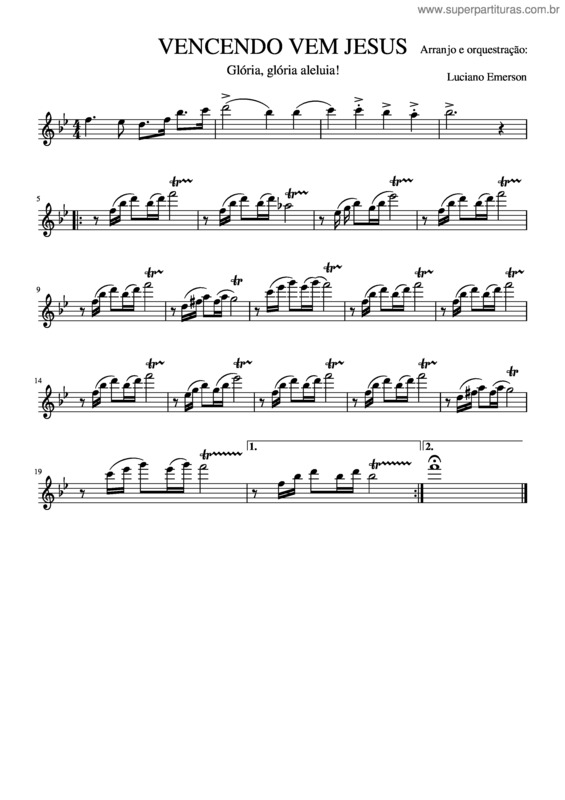 Partitura da música Vencendo Vem Jesus – Flauta