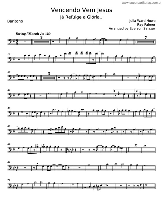 Partitura da música Vencendo Vem Jesus – Hinário Adventista v.2