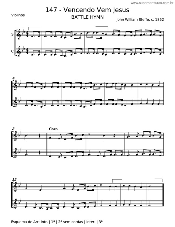 Partitura da música Vencendo Vem Jesus – Hinário Adventista