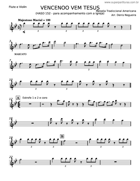 Partitura da música Vencendo Vem Jesus – Misc Traditional