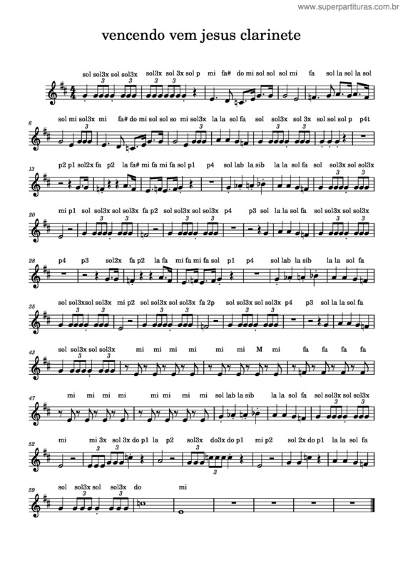 Partitura da música Vencendo Vem Jesus Clarinete