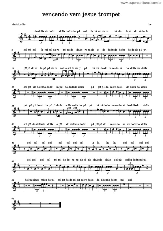 Partitura da música Vencendo Vem Jesus Trompet