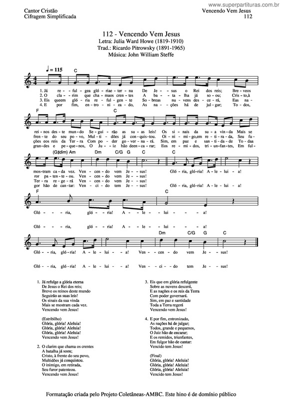 Partitura da música Vencendo Vem Jesus v.4