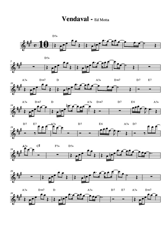 Partitura da música Vendaval