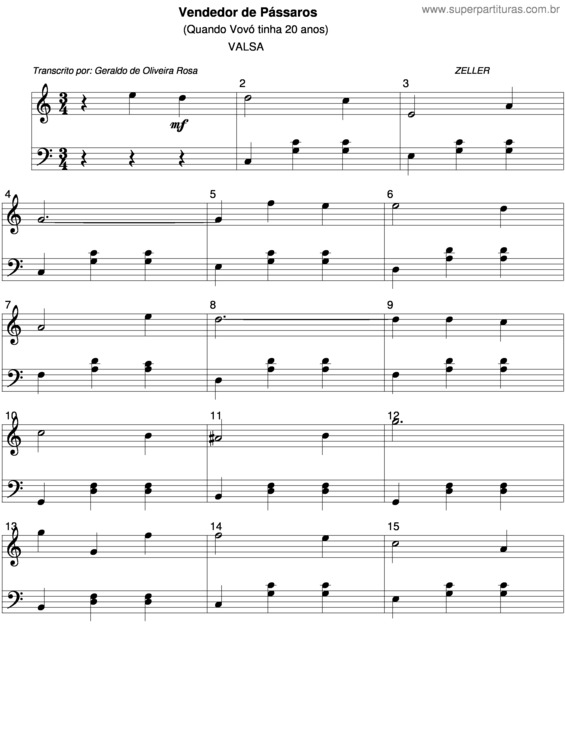 Partitura da música Vendedor De Pássaros v.2