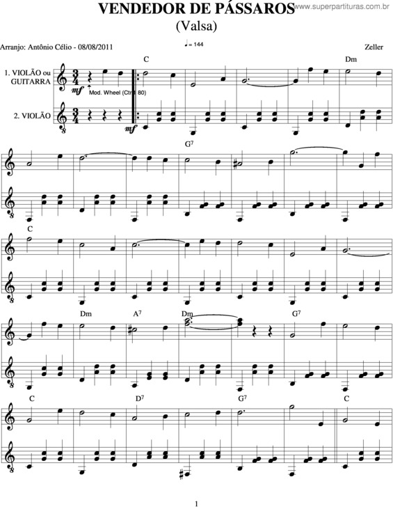 Partitura da música Vendedor De Pássaros